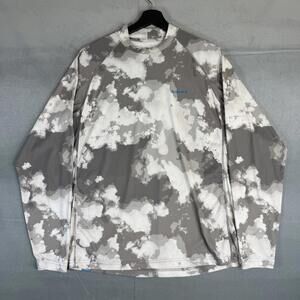 SIMMS Solarflex Performance Fishing Shirt Mens Medium Long Sleeve Gray White UPF